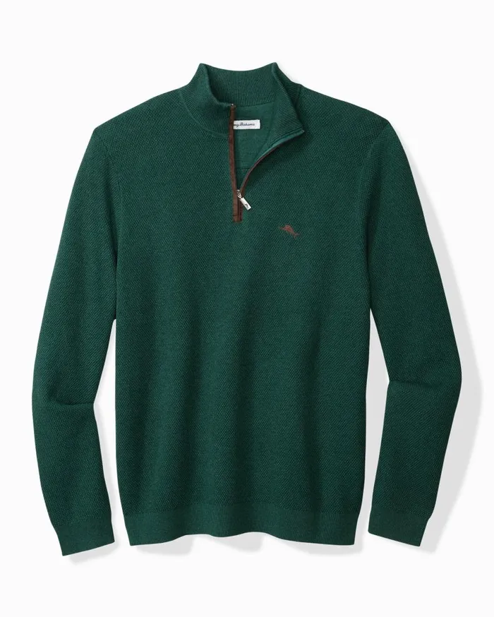 Tommy Bahama Sweaters Marlin Luxe HalfZip Sweater Seaway Heather 8211 Men