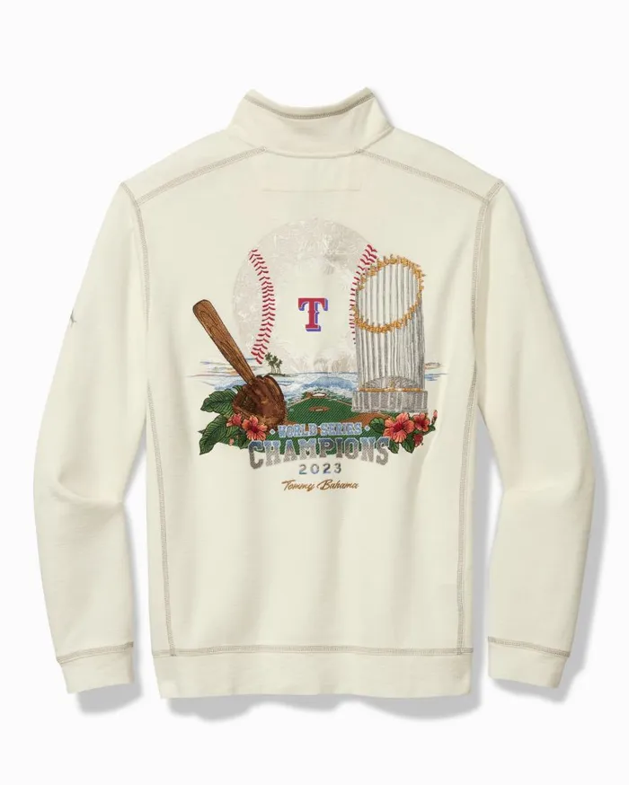 Tommy Bahama Sweatshirts 2023 MLB World Series Tobago Bay HalfZip Sweatshirt Texasrangers 8211 Men