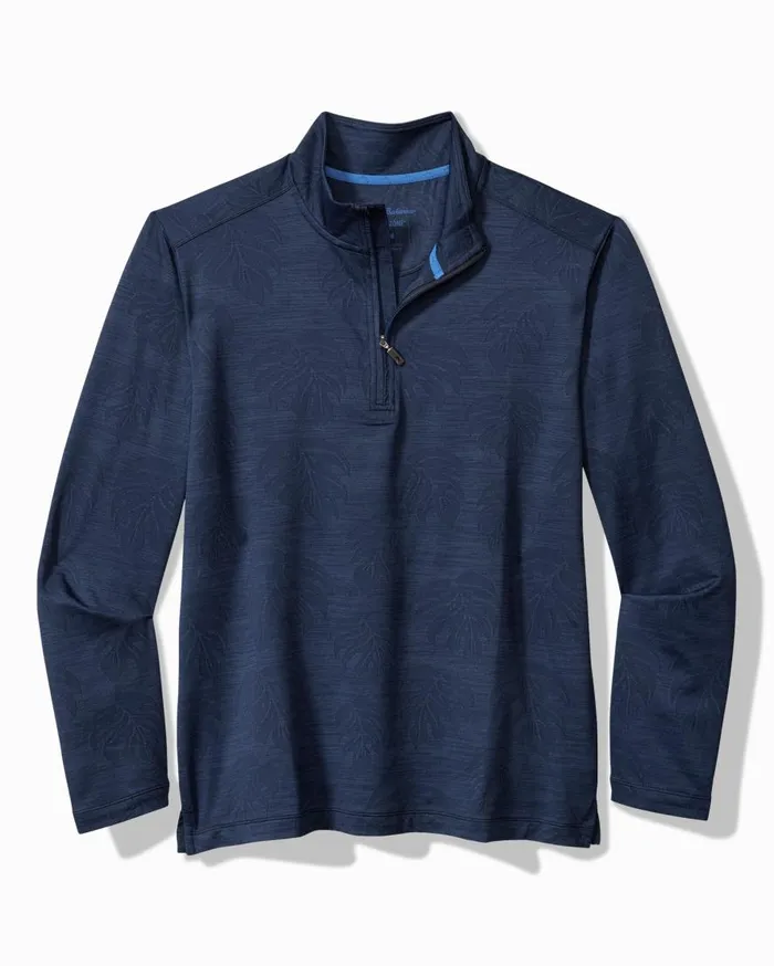 Tommy Bahama Sweatshirts Monstera Fade IslandZone HalfZip Sweatshirt Blue Note 8211 Men
