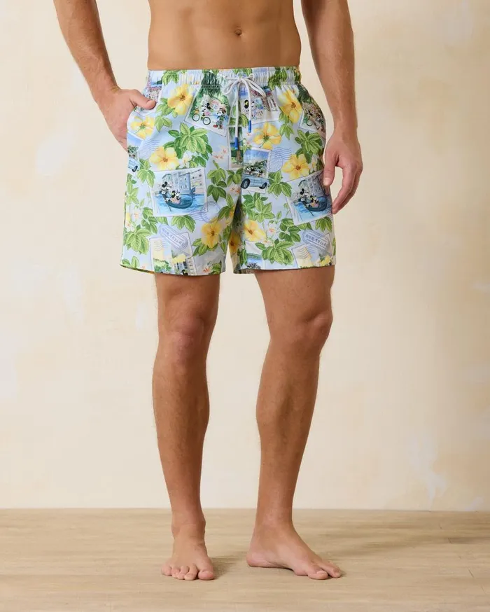 Tommy Bahama Swim and Boardshorts Disney Naples Postcard To Paradise 6Inch Swim Trunks Continental 8211 Men
