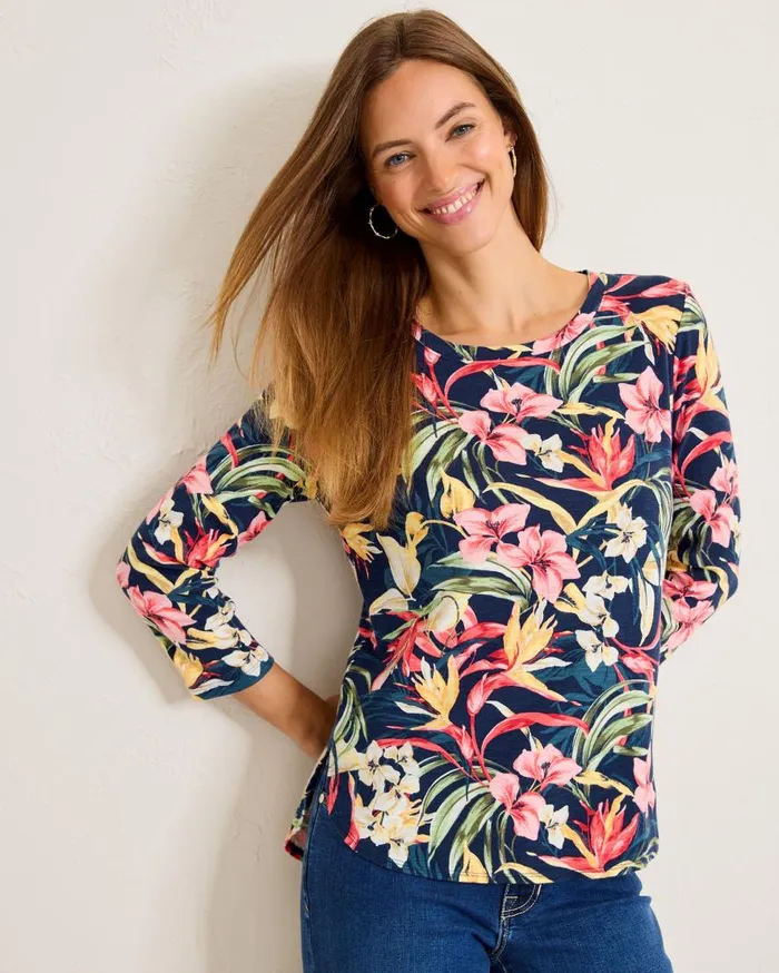 Tommy Bahama Tops and Shirts Ashby Isles Flora Amora 34Sleeve TShirt Island Navy 8211 Women Tommy Bahama Tops and Shirts Ashby Isles Flora Amora 34Sleeve TShirt Island Navy 8211 Women
