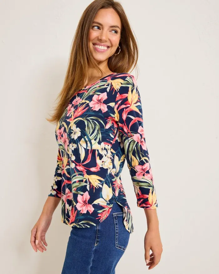 Tommy Bahama Tops and Shirts Ashby Isles Flora Amora 34Sleeve TShirt Island Navy 8211 Women Tommy Bahama Tops and Shirts Ashby Isles Flora Amora 34Sleeve TShirt Island Navy 8211 Women