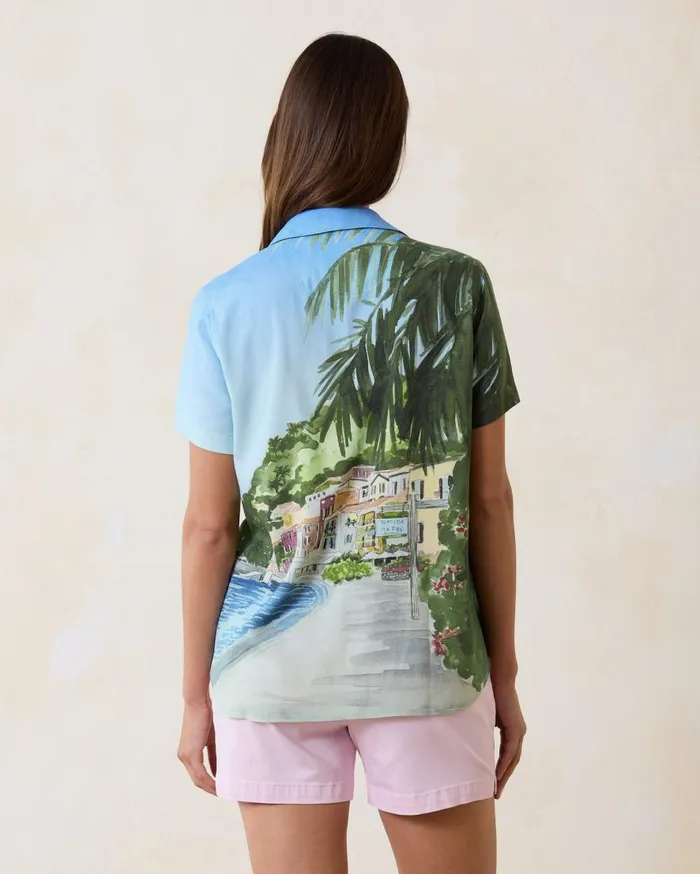 Tommy Bahama Tops and Shirts Disney Coastal Cruisin039 Silk Camp Shirt Palace Blue 8211 Women Tommy Bahama Tops and Shirts Disney Coastal Cruisin039 Silk Camp Shirt Palace Blue 8211 Women