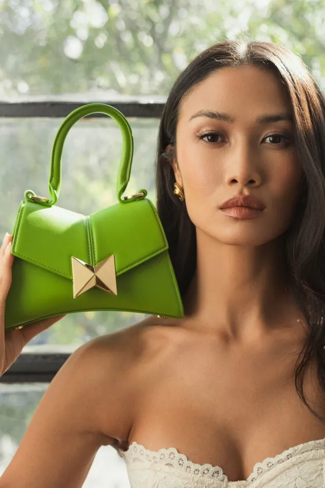 Top Handle Bags Women Mac Duggal Angular Mini Leather Handbag With Gold Hardware Pear