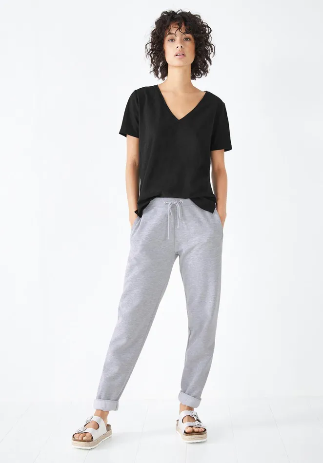 Tops and TShirts Women Hush Cali Cotton Slub V Tee Black