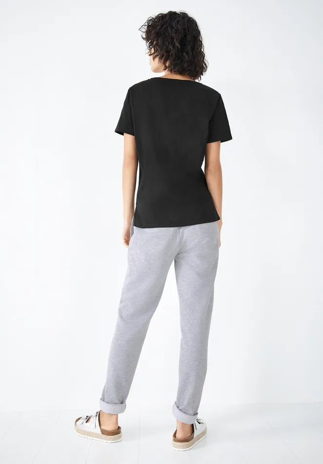 Tops and TShirts Women Hush Cali Cotton Slub V Tee Black