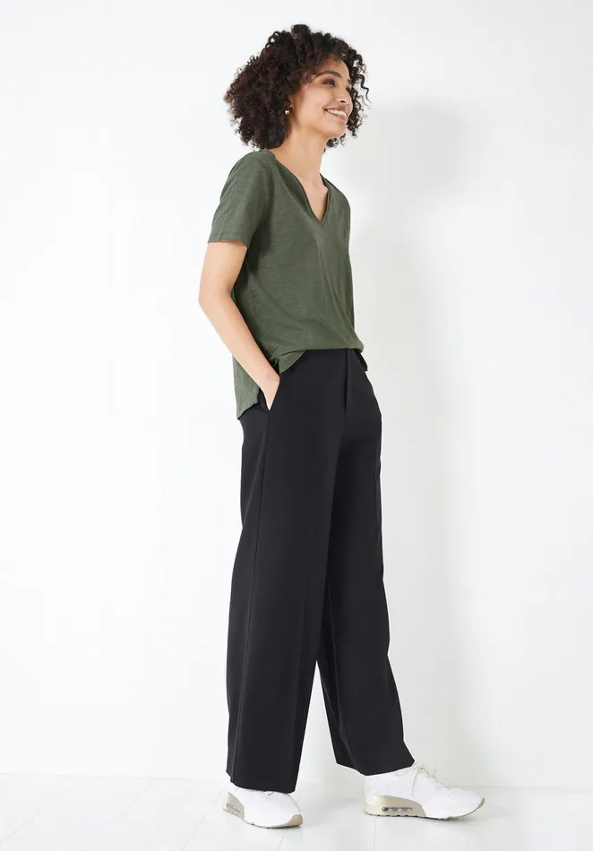 Tops and TShirts Women Hush Cali Cotton Slub V Tee Khaki