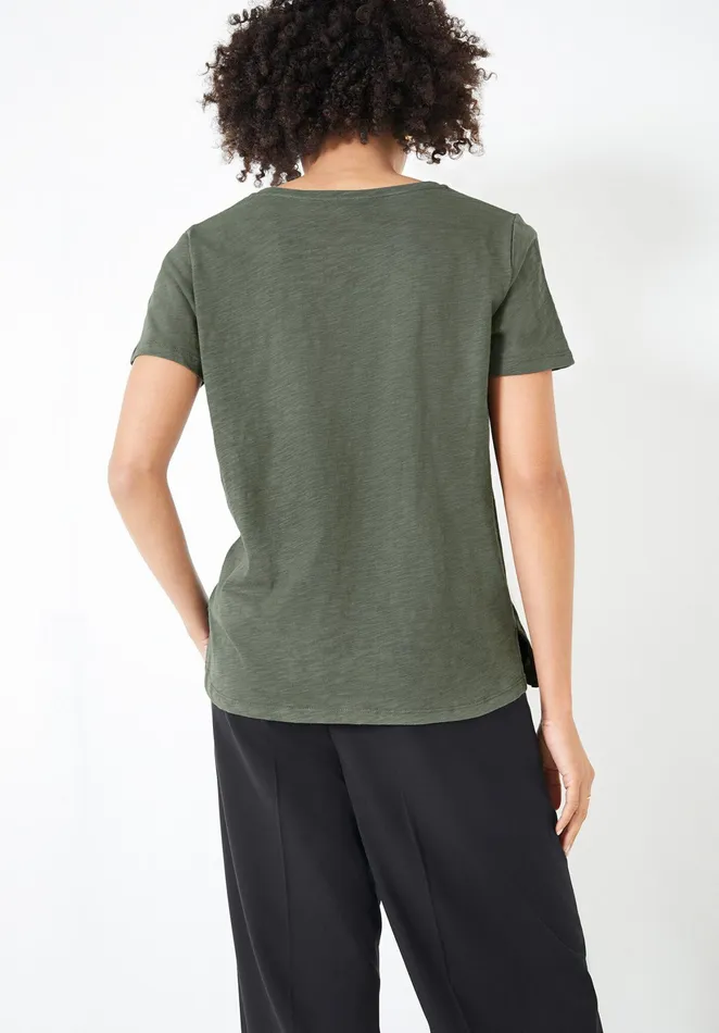 Tops and TShirts Women Hush Cali Cotton Slub V Tee Khaki