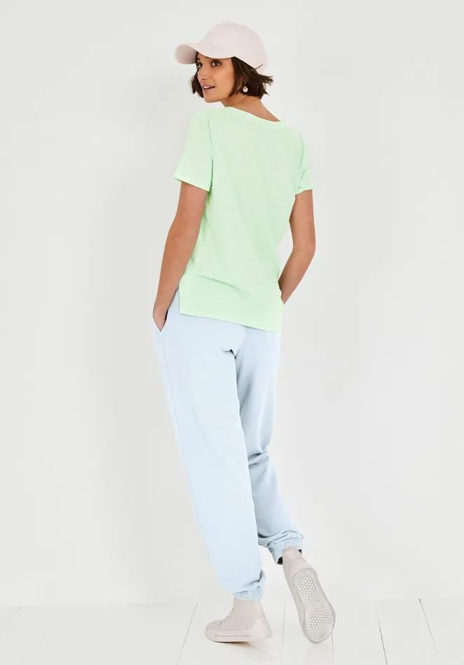 Tops and TShirts Women Hush Cali Cotton Slub V Tee Soft Summer Green