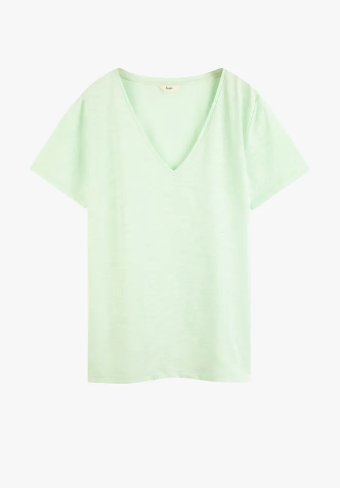 Tops and TShirts Women Hush Cali Cotton Slub V Tee Soft Summer Green