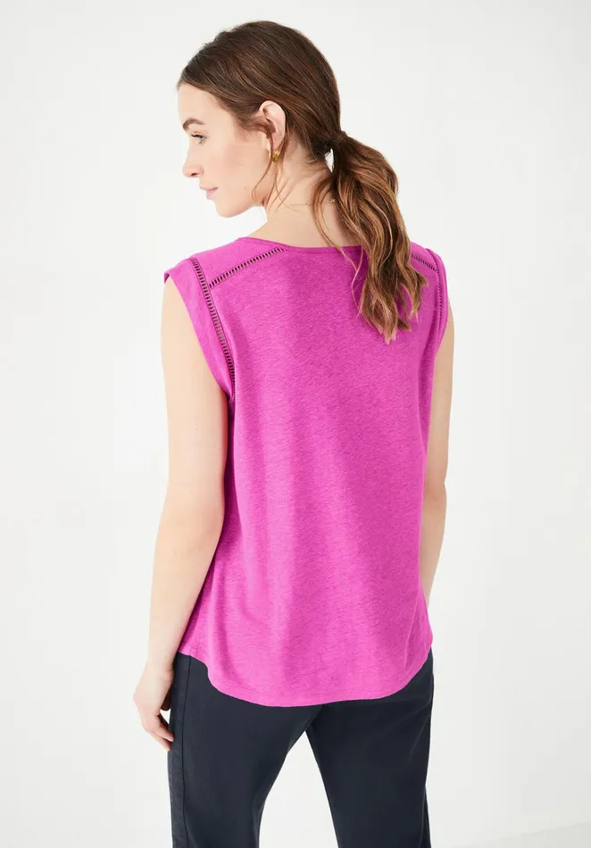Tops and TShirts Women Hush Fia Linen Blend Vest Vibrant Pink
