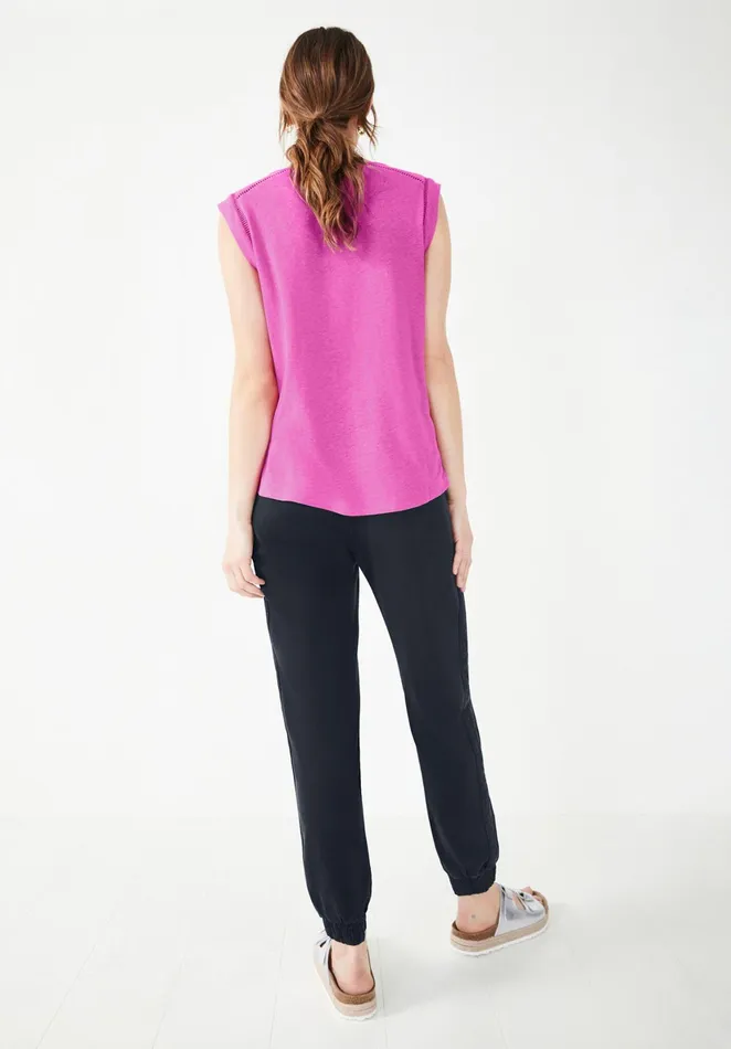 Tops and TShirts Women Hush Fia Linen Blend Vest Vibrant Pink