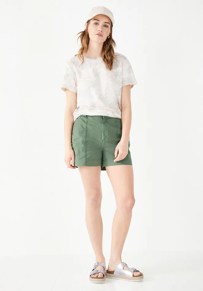 Tops and TShirts Women Hush Printed Linen TShirt Soft Pinks Camo