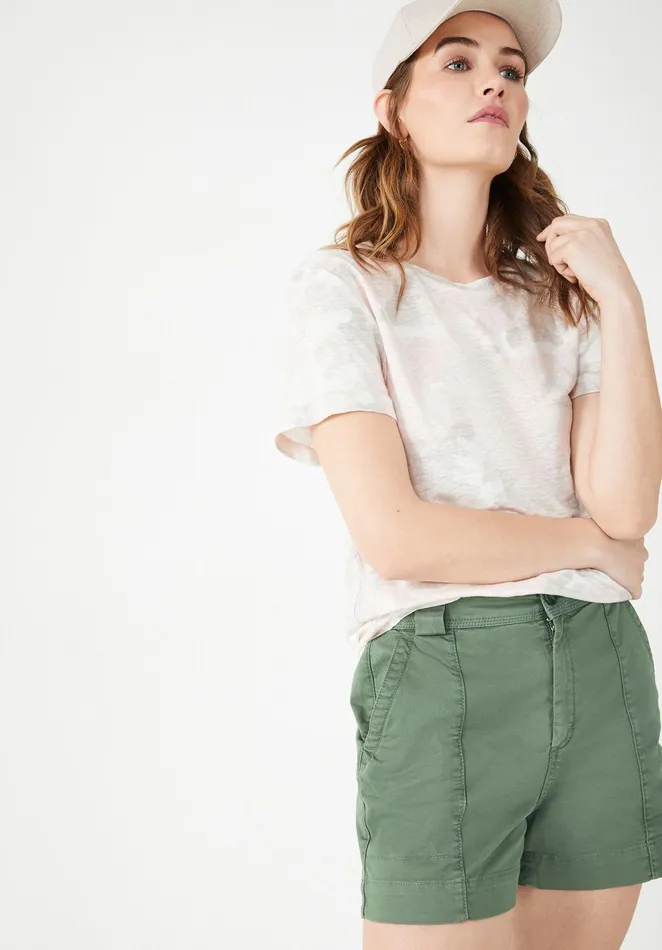 Tops and TShirts Women Hush Printed Linen TShirt Soft Pinks Camo