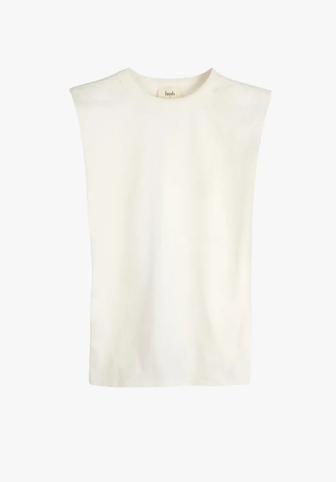 Tops and TShirts Women Hush Shoulder Pad Vest Top White