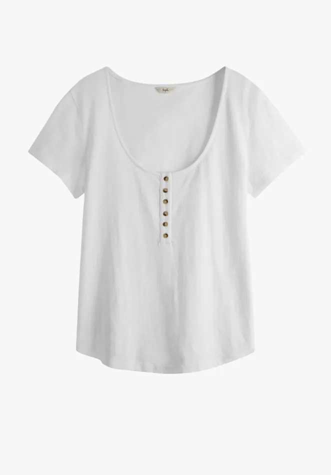 Tops and TShirts Women Hush Terri Slim Fit Henley TShirt White