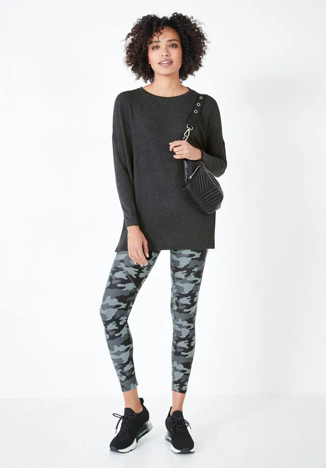 Tops and TShirts Women Hush Wide Jersey Top Charcoal Marl