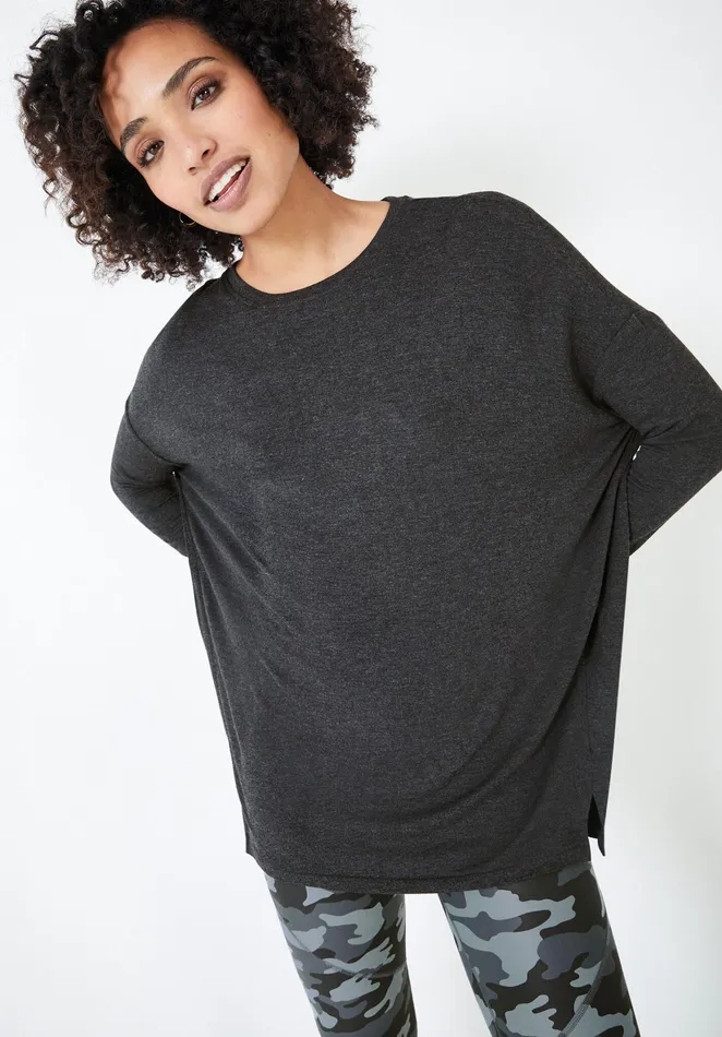 Tops and TShirts Women Hush Wide Jersey Top Charcoal Marl