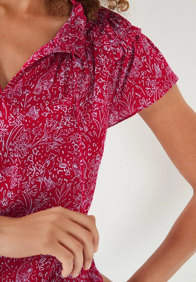 Tops and TShirts Women Hush Wray Ruffled Top Birds And Butterflies