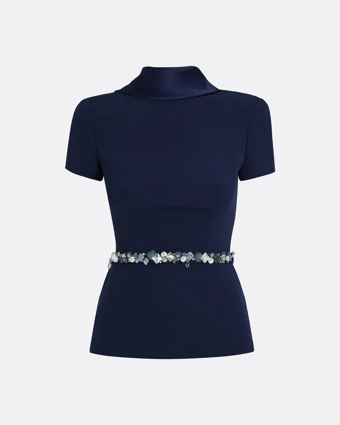 Tops Safiyaa Women Elvan Embroidered Maritime Top Maritime Blue