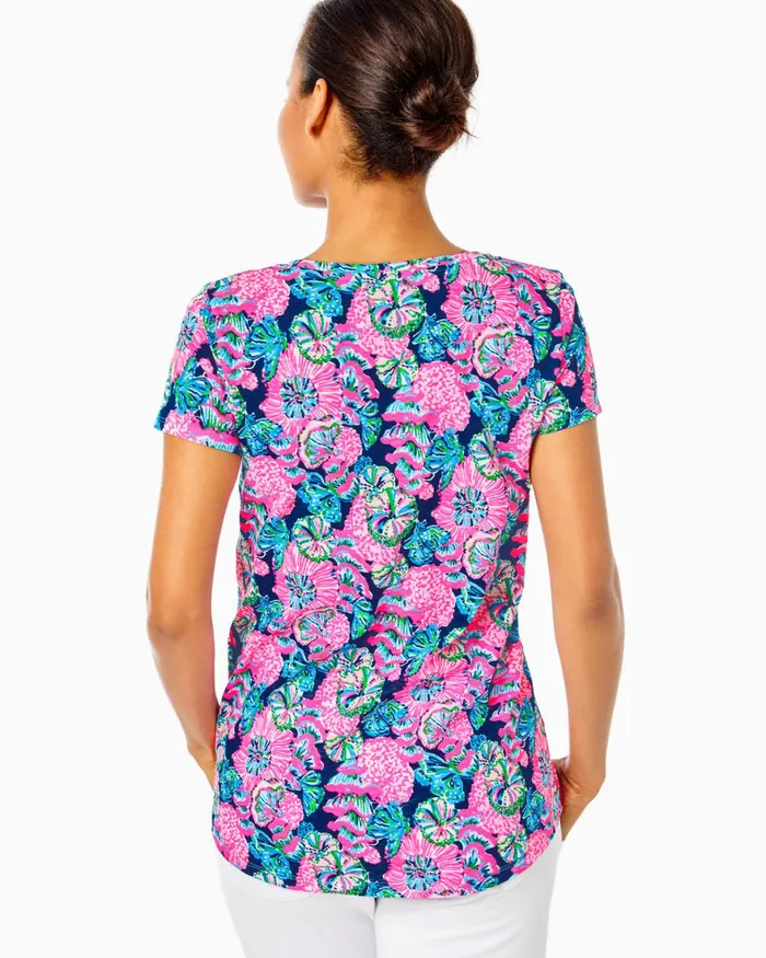 Tops WomenHome and Gifts Lilly Pulitzer Etta Scoopneck Top Oyster Bay Navy Shroom With A View