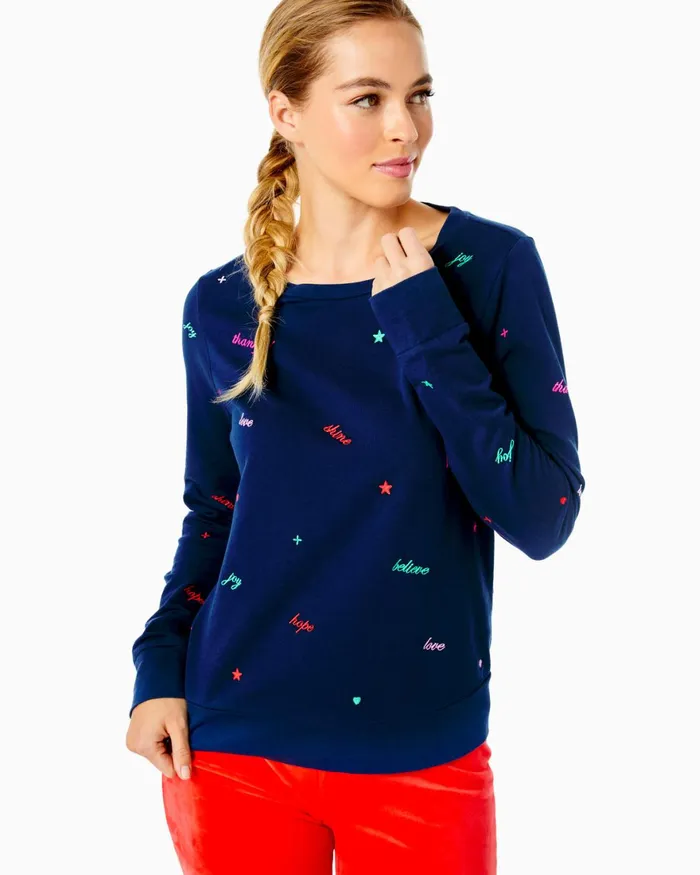 Tops WomenHome and Gifts Lilly Pulitzer Rami Sweatshirt Low Tide Navy Good Vibes Sweatshirt Tops WomenHome and Gifts Lilly Pulitzer Rami Sweatshirt Low Tide Navy Good Vibes Sweatshirt