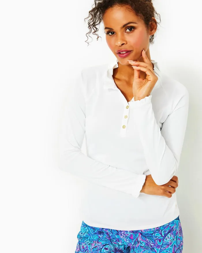 Tops WomenHome and Gifts Lilly Pulitzer UPF 50 Luxletic Hutton Polo Resort White Tops WomenHome and Gifts Lilly Pulitzer UPF 50 Luxletic Hutton Polo Resort White