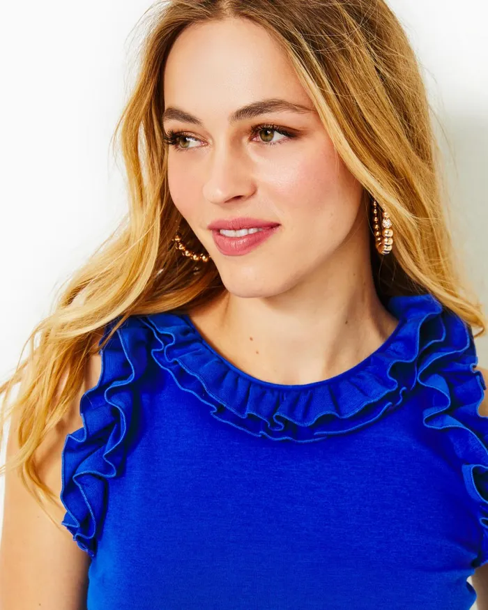 Tops Women Lilly Pulitzer Agata Top Blue Grotto Tops Women Lilly Pulitzer Agata Top Blue Grotto