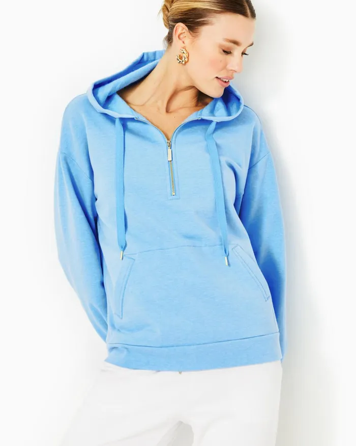 Tops Women Lilly Pulitzer Suri Hoodie Heathered Frenchie Blue Tops Women Lilly Pulitzer Suri Hoodie Heathered Frenchie Blue