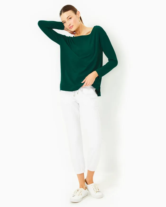 Tops Women Lilly Pulitzer UPF 50 Karessa Top Evergreen Tops Women Lilly Pulitzer UPF 50 Karessa Top Evergreen