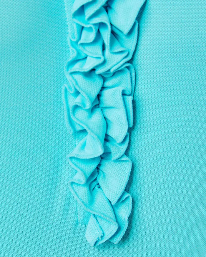 Tops Women Lilly Pulitzer UPF 50 Luxletic Frida Ruffle Polo Top Blue Horizon Tops Women Lilly Pulitzer UPF 50 Luxletic Frida Ruffle Polo Top Blue Horizon