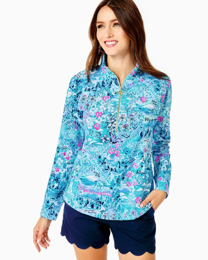 Tops Women Lilly Pulitzer UPF 50 Skipper Popover Blue Peri Lilly Loves North Carolina Tops Women Lilly Pulitzer UPF 50 Skipper Popover Blue Peri Lilly Loves North Carolina