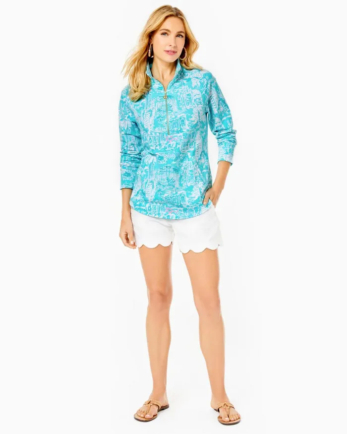 Tops Women Lilly Pulitzer UPF 50 Skipper Popover Shorely Blue Nyc Toile Tops Women Lilly Pulitzer UPF 50 Skipper Popover Shorely Blue Nyc Toile