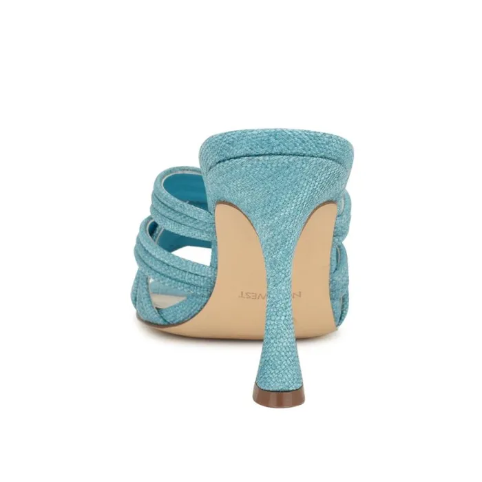 Tracee Heeled Slide Sandals Medium Blue Women Nine West Heels Tracee Heeled Slide Sandals Medium Blue Women Nine West Heels