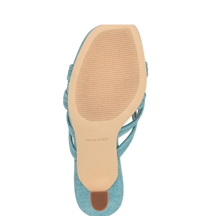 Tracee Heeled Slide Sandals Medium Blue Women Nine West Heels Tracee Heeled Slide Sandals Medium Blue Women Nine West Heels