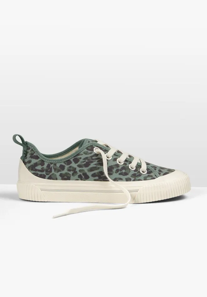 Trainers Women Hush Leyton Canvas Trainers Khaki Leopard