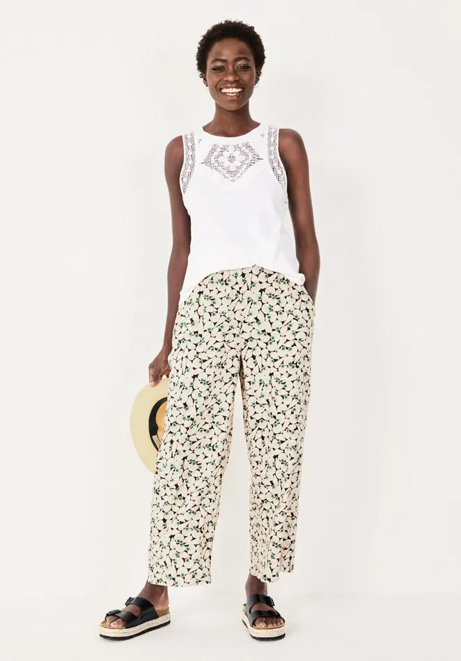 Trousers Women Hush Mariella Cropped Trousers Seashells Natural