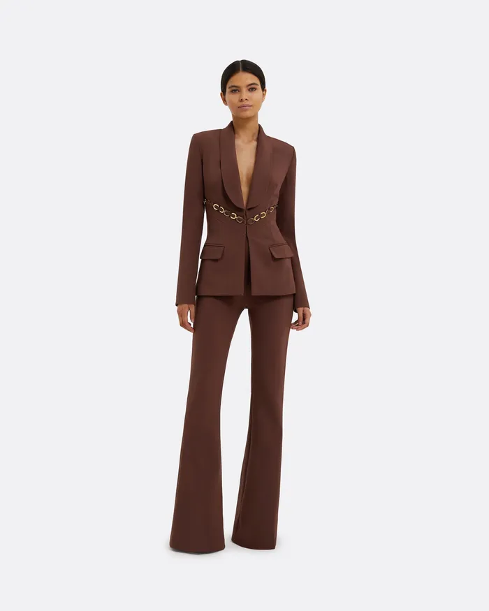 Trousers Women Safiyaa Halluana Pecan Brown Trousers Pecan Brown
