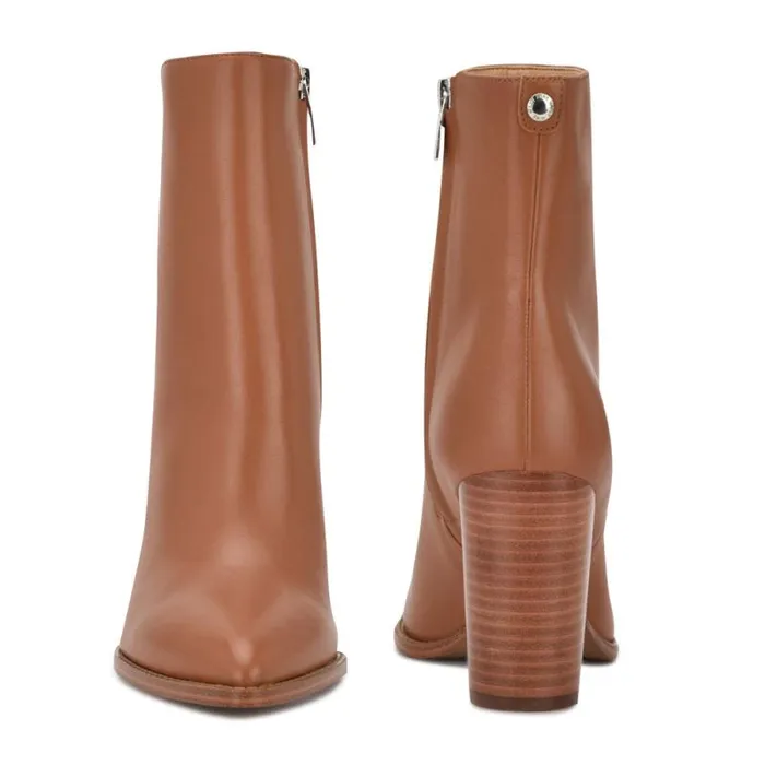 Tryme 92159 Heeled Booties New Luggage Leather Women Nine West Boots and Booties Tryme 92159 Heeled Booties New Luggage Leather Women Nine West Boots and Booties