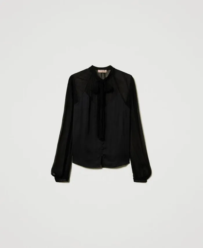 Twinset Blouses And Shirts Chiffon And Satin Shirt Black 8211 Clothing