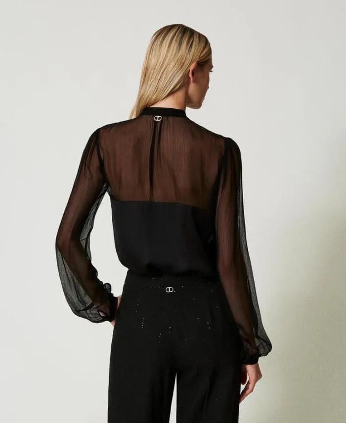 Twinset Blouses And Shirts Chiffon And Satin Shirt Black 8211 Clothing