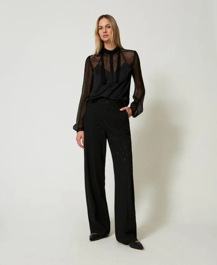 Twinset Blouses And Shirts Chiffon And Satin Shirt Black 8211 Clothing