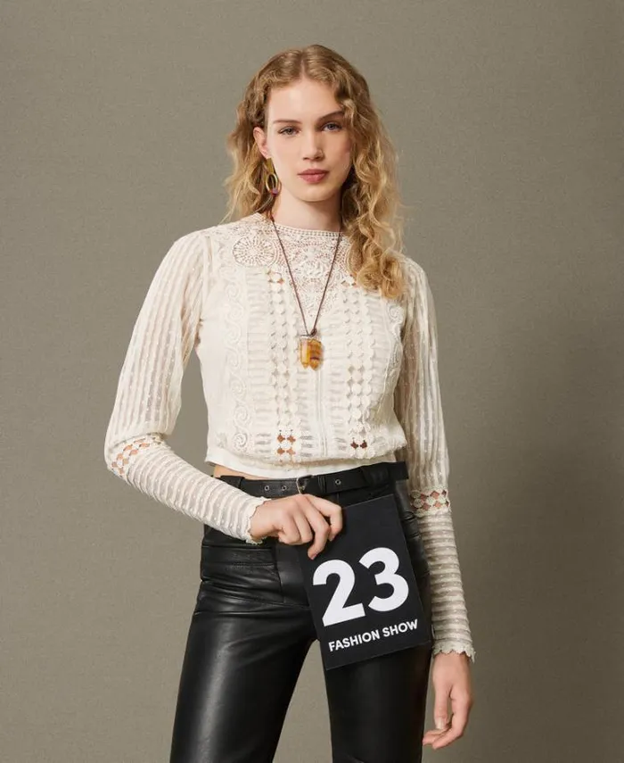 Twinset Blouses And Shirts Muslin Blouse With Lace And Embroideries White Snow 8211 Clothing Twinset Blouses And Shirts Muslin Blouse With Lace And Embroideries White Snow 8211 Clothing