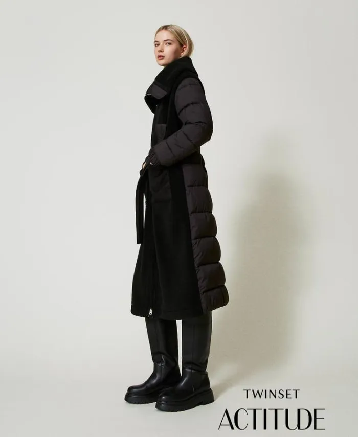 Twinset Coats And Trench Coats Padded Faux Fur Coat Black 8211 Clothing