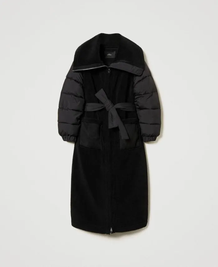 Twinset Coats And Trench Coats Padded Faux Fur Coat Black 8211 Clothing