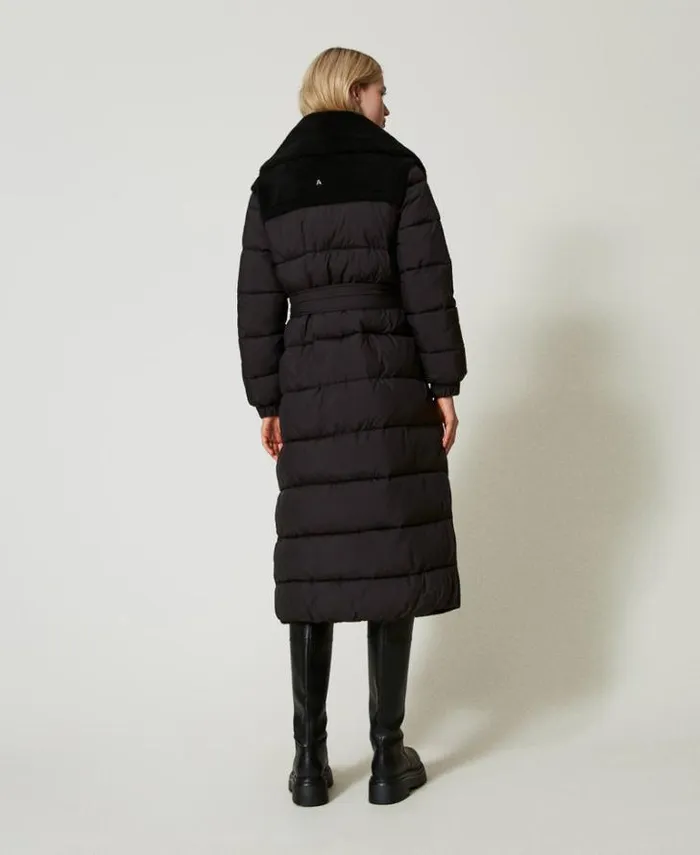 Twinset Coats And Trench Coats Padded Faux Fur Coat Black 8211 Clothing