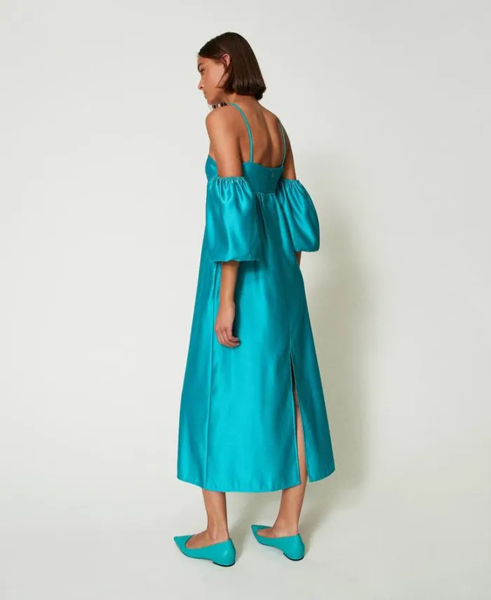 Twinset Elegant Dresses Long Duchesse Dress Tropical Emerald Green 8211 Clothing