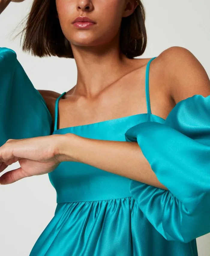 Twinset Elegant Dresses Long Duchesse Dress Tropical Emerald Green 8211 Clothing