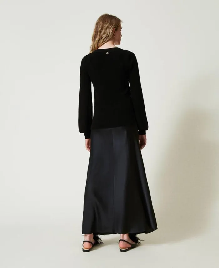 Twinset Elegant Dresses Long Slip Dress With Jumper Black 8211 Clothing