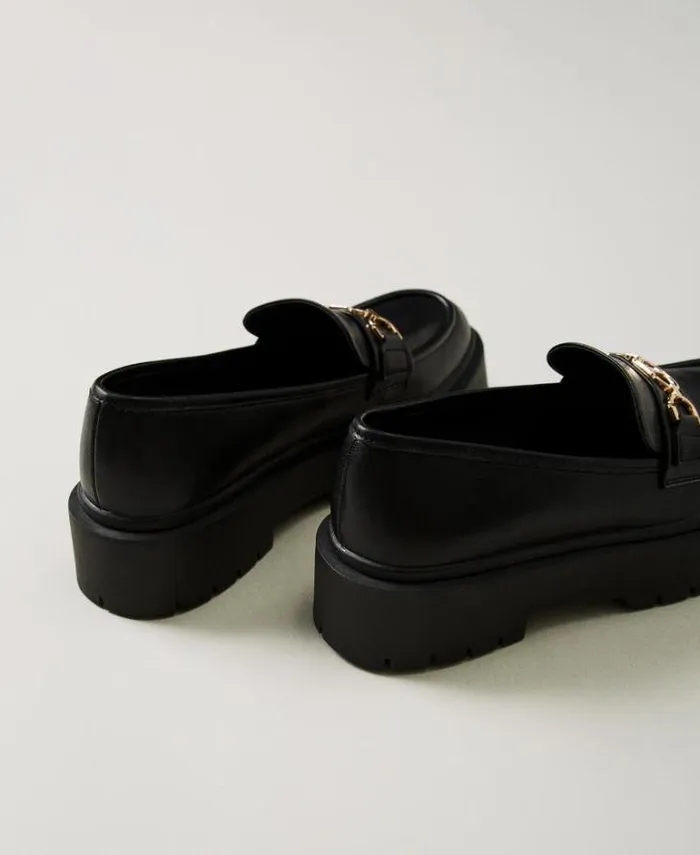 Twinset Flat Shoes Loafers With Oval T Clasp Black 8211 Shoes
